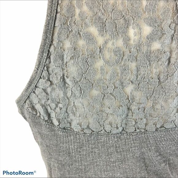 A&F Cropped Grey Tank Top With Lace‎ Back Medium - Picture 6 of 10